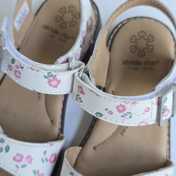 Stride Rite White Floral Kids Sandals 11 Toddler - Picture 7 of 7